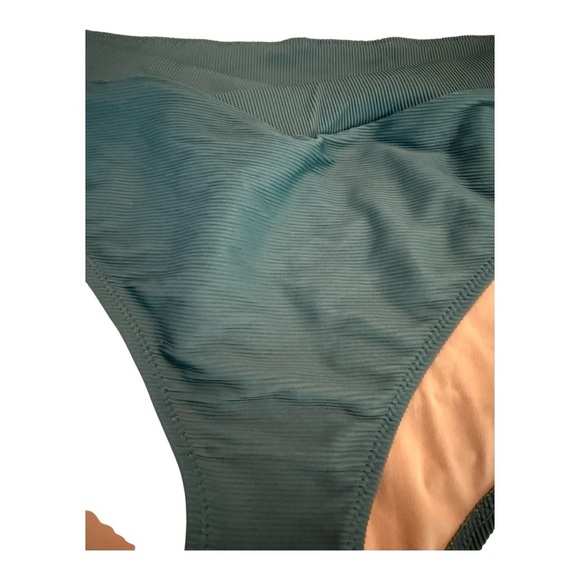 J.Crew Sage Green Ribbed Cross Front Cheeky Bikini Bottom Womens Size 3X NEW - Picture 4 of 12